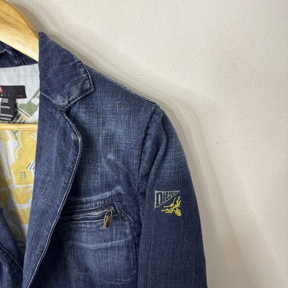 Diesel Men S Rua Da Utopia Mayolin Denim Jacket Blue Cafe Sports Jacket - Picture 3 of 8